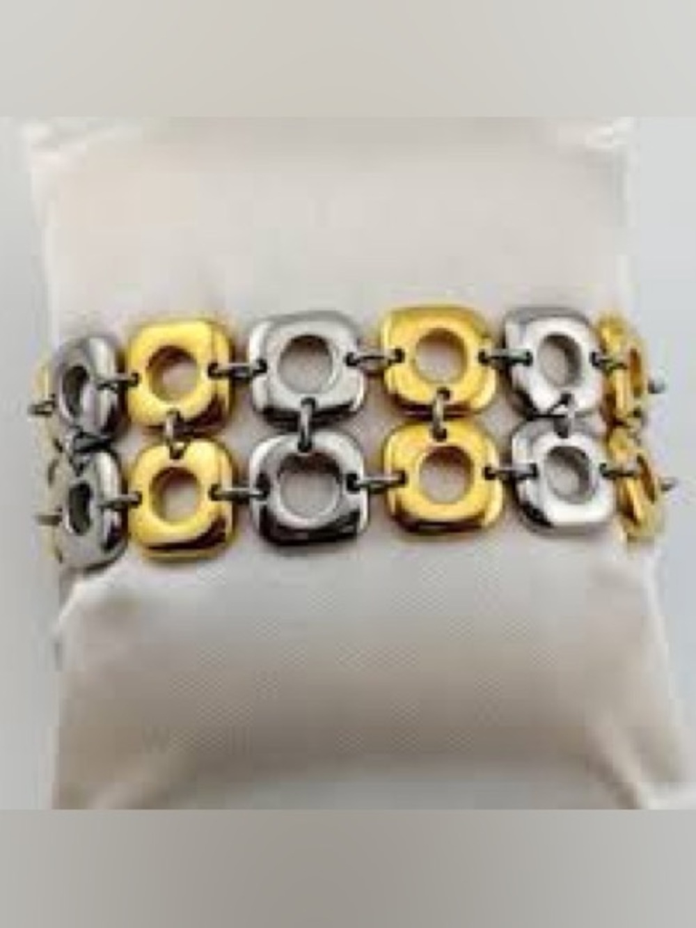 Steel by Design Two-Tone Double Square Hoop Link Bracelet